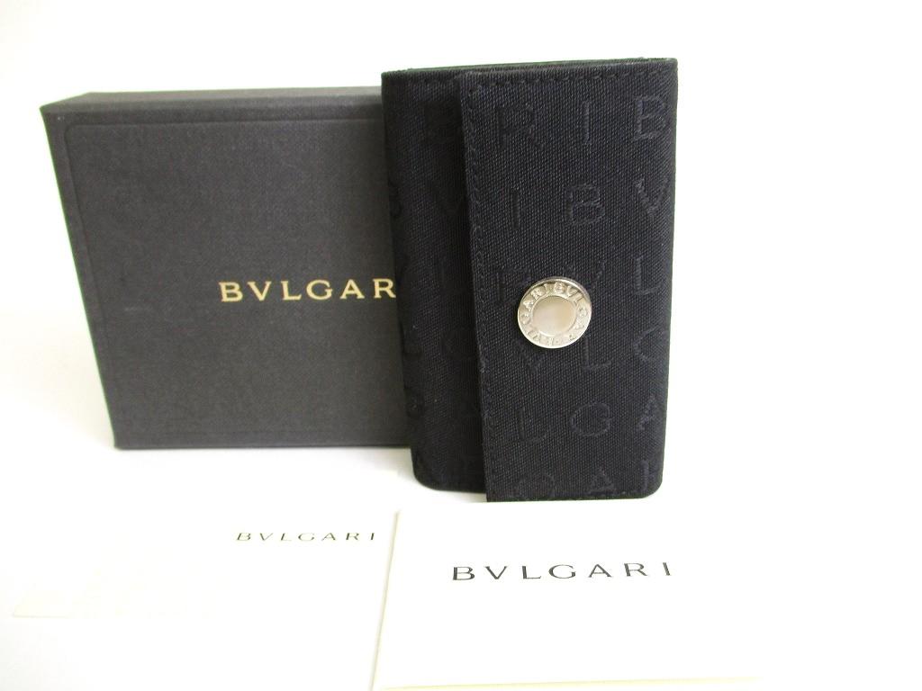 Authentic BVLGARI Black Canvas Leather Logo Mania 6 Pics Key Cases #9642  Refurbished