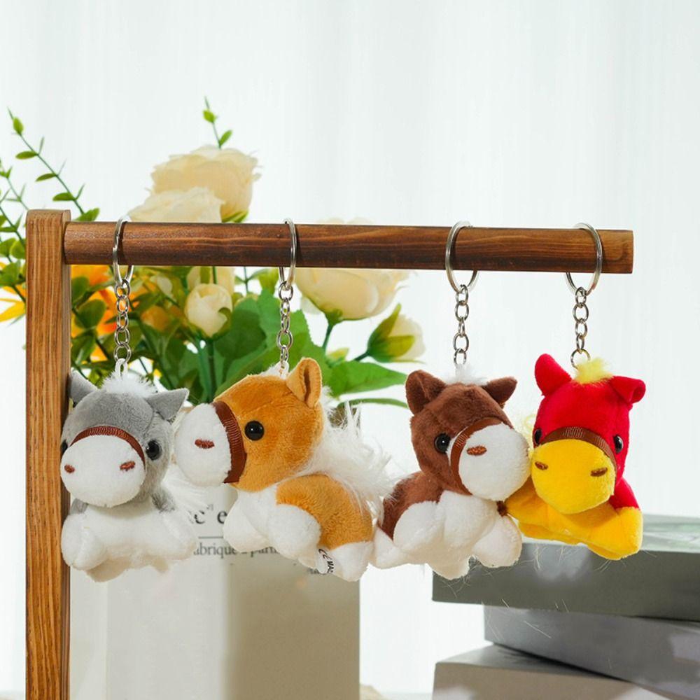 Mascot Dolls Plush Horse Keychain Mini Plush Horse Doll Pendant Zodiac Pony Figurine  Festive Decor