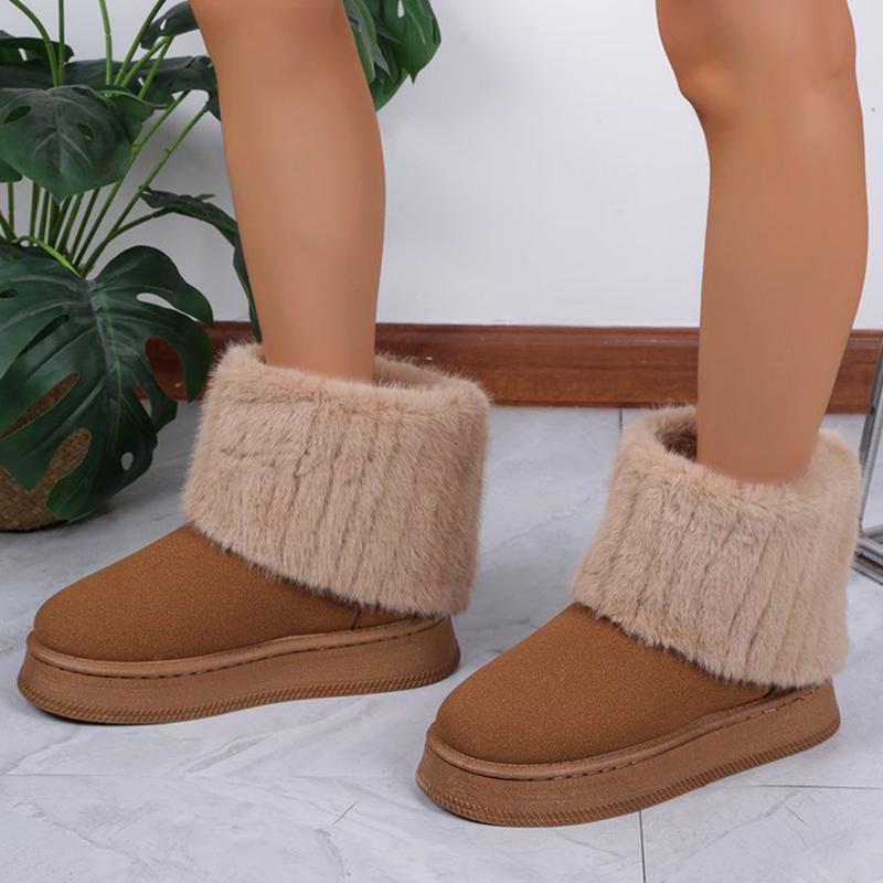Fashion Winter Short Plush Warm Snow Boots for Women Fashion Camel Faux Fur Snow Boots Woman Non Slip Platform Booties Mujer