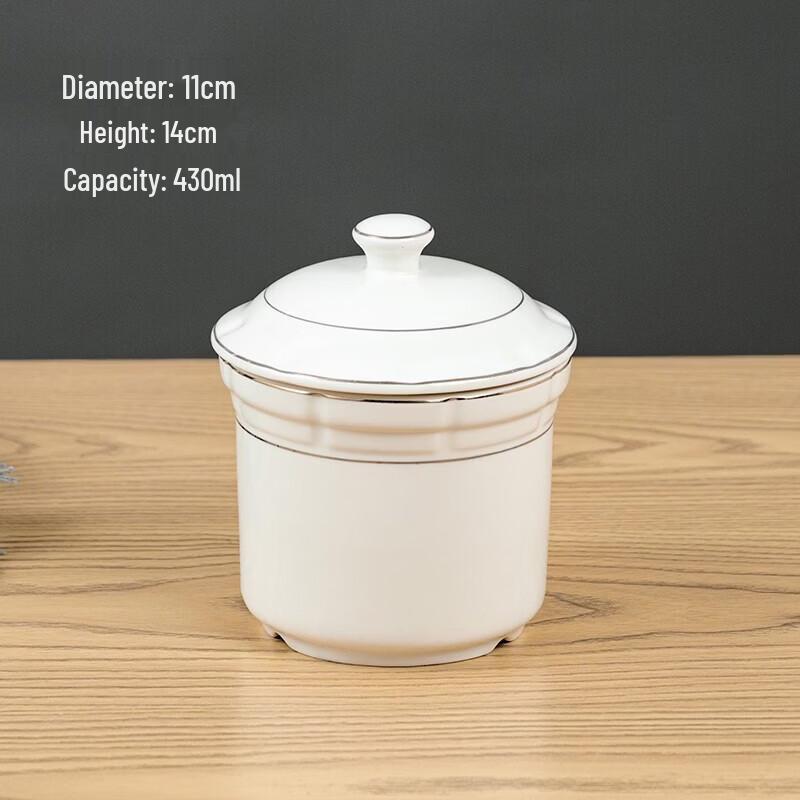 Chixing Pure White Ceramic Steaming Bowl with Lid
