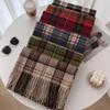 Scarf Women'S Winter Imitation Cashmere Plaid Fashionable And Versatile Warm Student Ins Tassel Shawl