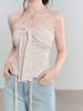 Korean Floral Backless Bandeau Top - Sexy, Slimming Sleeveless Spring 2026 Outfit for Women
