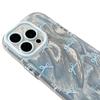 Feather puff Apple 17promax mobile phone case Korean sweet wind blue bow all-inclusive drop-resistant case