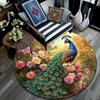 Peacock Garden Round Area Rug,Carpet Rug for Living Room Bedroom Sofa Playroom Decor,Non-slip Floor Mat