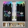 Valentine's Day Curtains 2pcs Thermal Insulated Blackout Curtain Set   King and Queen Valentine's Day Valance Window