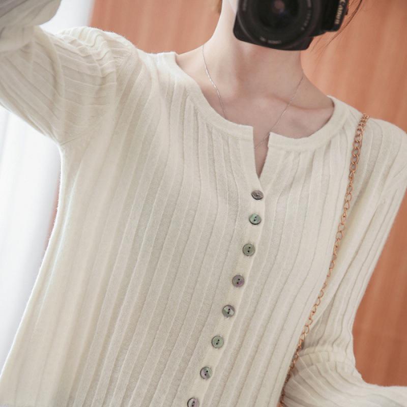 Women's Slimming Round Neck Knit Cardigan: Early Autumn Outerwear, Simple Inner Layer Jacket