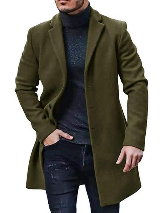Men s Multi-Color Woolen Mid-Length Coat - European Sizes Available S