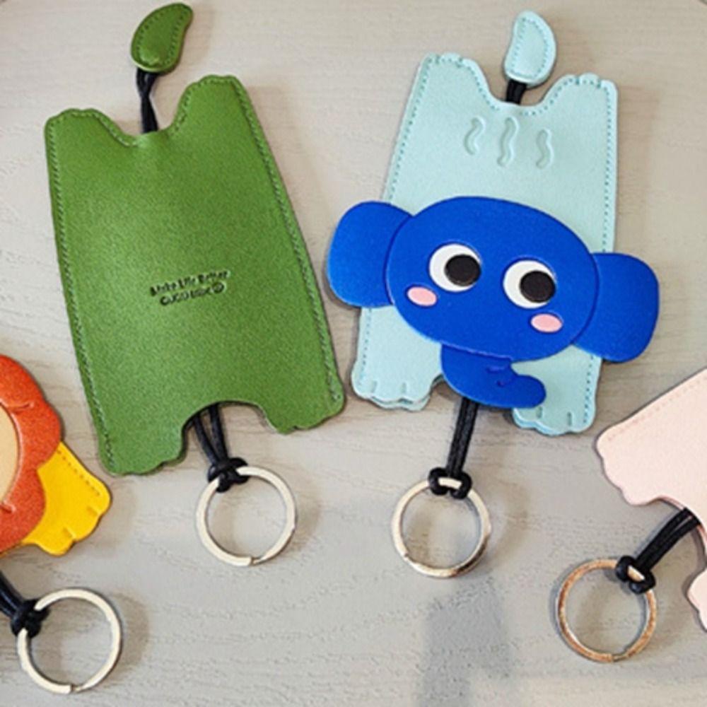 Protective Leather Keychain Anti-lost Lion Key Rings Cute Cartoon Key Holder  Gifts