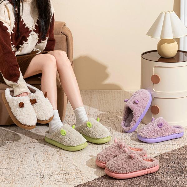 Household Slippers Home Winter Indoor Couple Cotton Slippers Warm Thick-soled Home Shoes
