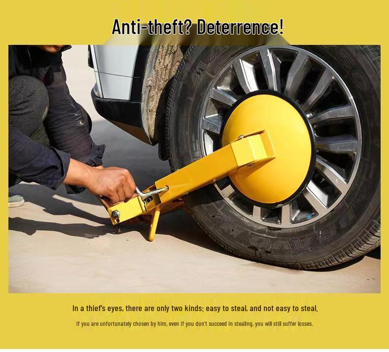 Enhanced Anti-Tamper Car Tire Lock with Suction Cup Mechanism