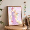 Disney Oil Painting DIY Digital Painting HandPainted Rapunzel with Floral Accents Wall Art for Living Room and Entryway.