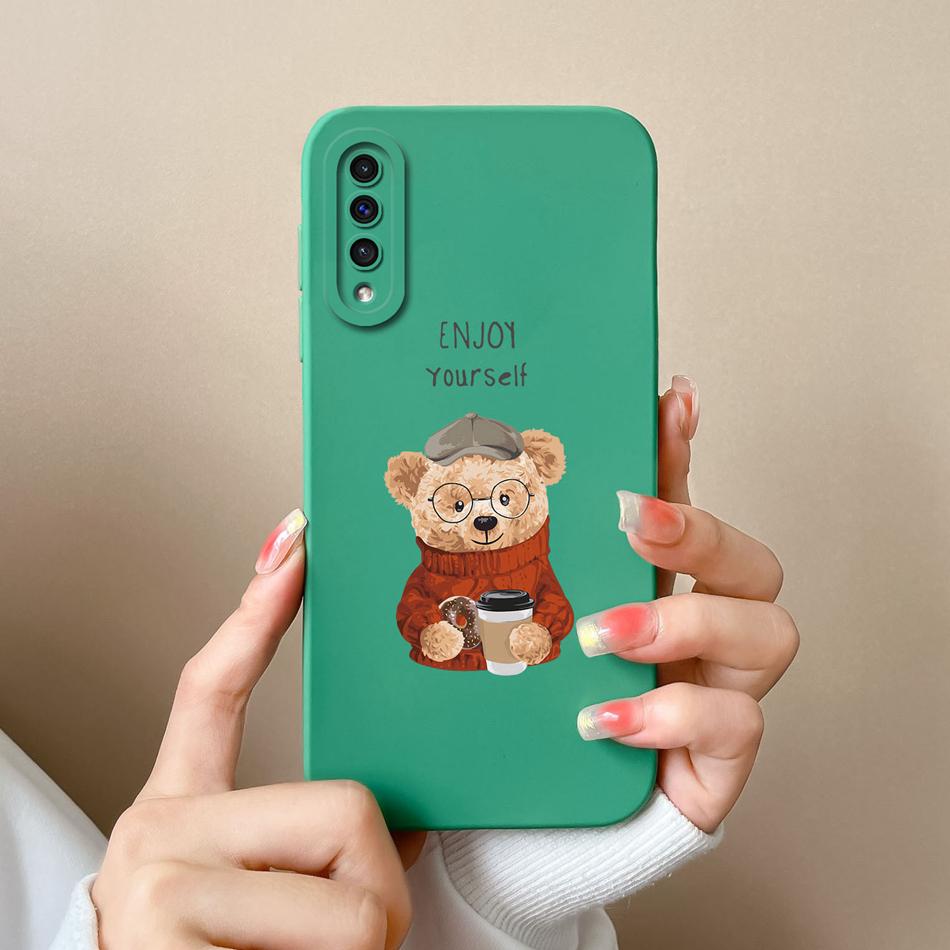For Samsung Galaxy A50 A50S Phone Case Cartoon Liquid Silicone Full Coverage Anti Drop Shell For Samsung A 50 A50 S Bumper Funda