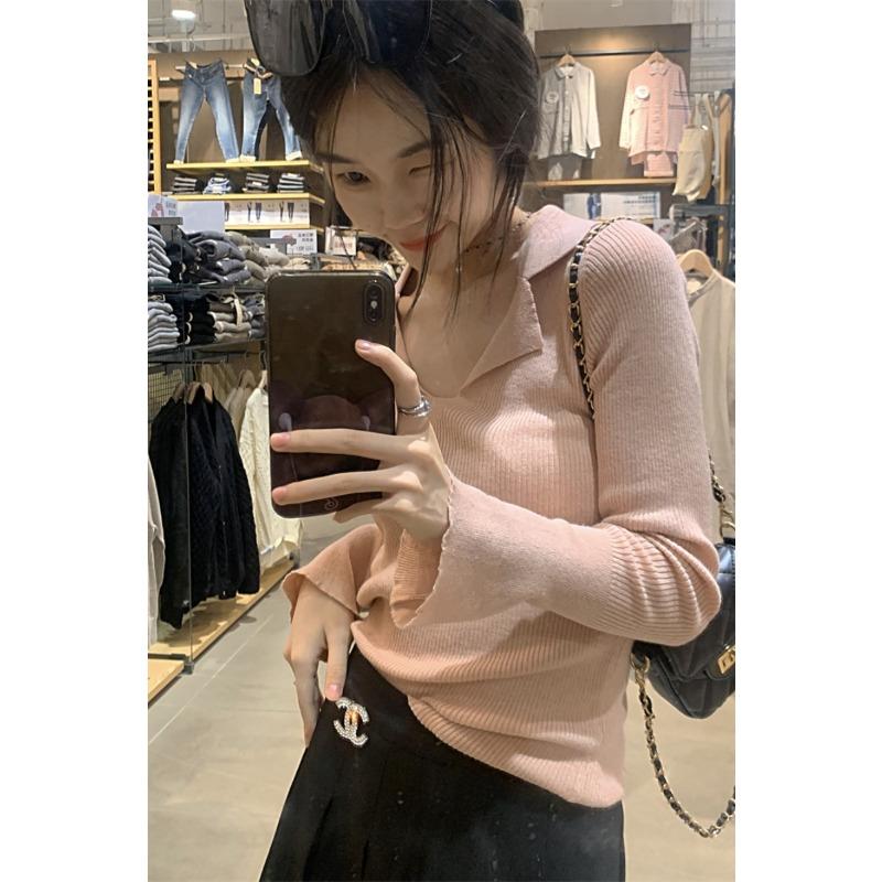 New Women's Autumn and Winter Niche Knitted Sweater Design Bottoming Shirt Women's Early Autumn Slim-fit Inner Long-sleeved Top