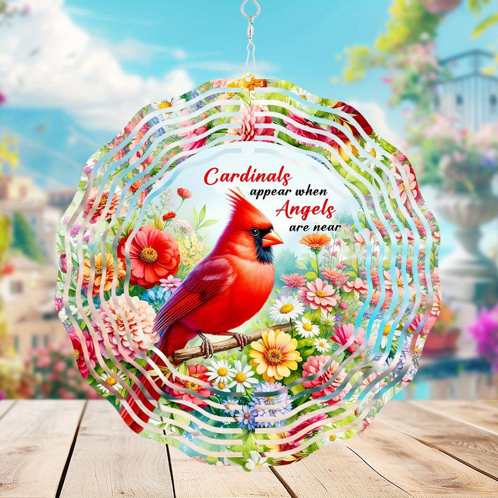 Cardinal Wind Spinner. 3D Metal, No Power Needed. Ideal Garden Decor Gift.