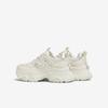 Women’s Chunky Platform Casual Sneakers – Off-White Height Increasing Dad Shoes with Wavy Outsole and Silver Accents