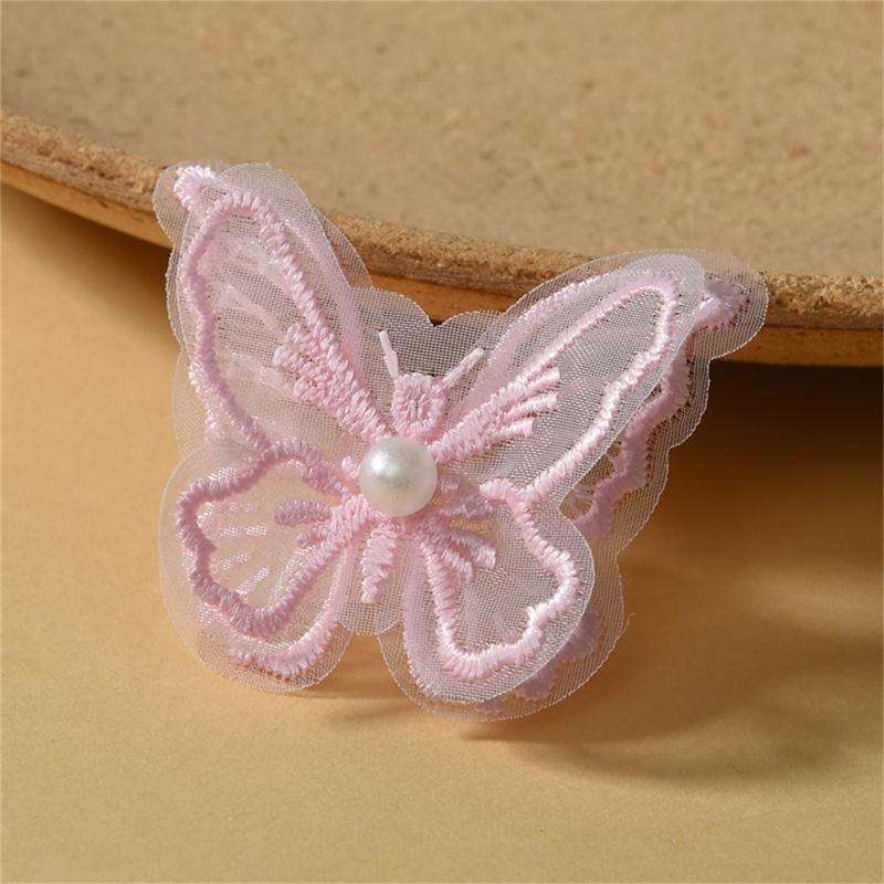 Fabric Pearls Embroidered Butterfly Sewing Accessories For Craft And Fashion