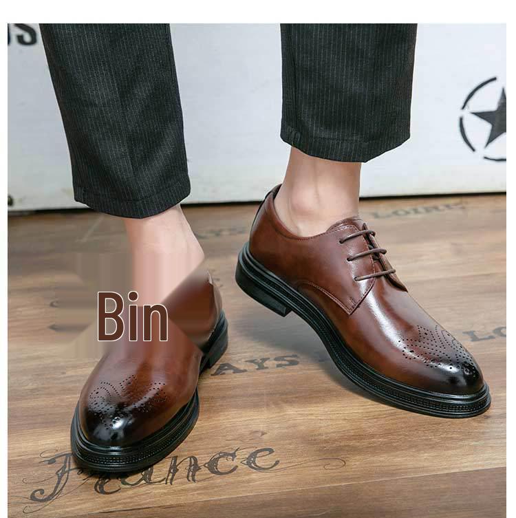 Men's Brogue Leather Shoes - Carved British Style for Spring/Autumn, Suitable for Business, Casual, and Wedding Events.