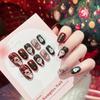 Santa Claus Elk Snowman Cartoon Print Fake Nails for Christmas Party 24pcs Wearable Press On Nail Patch Artificial Wear Nails