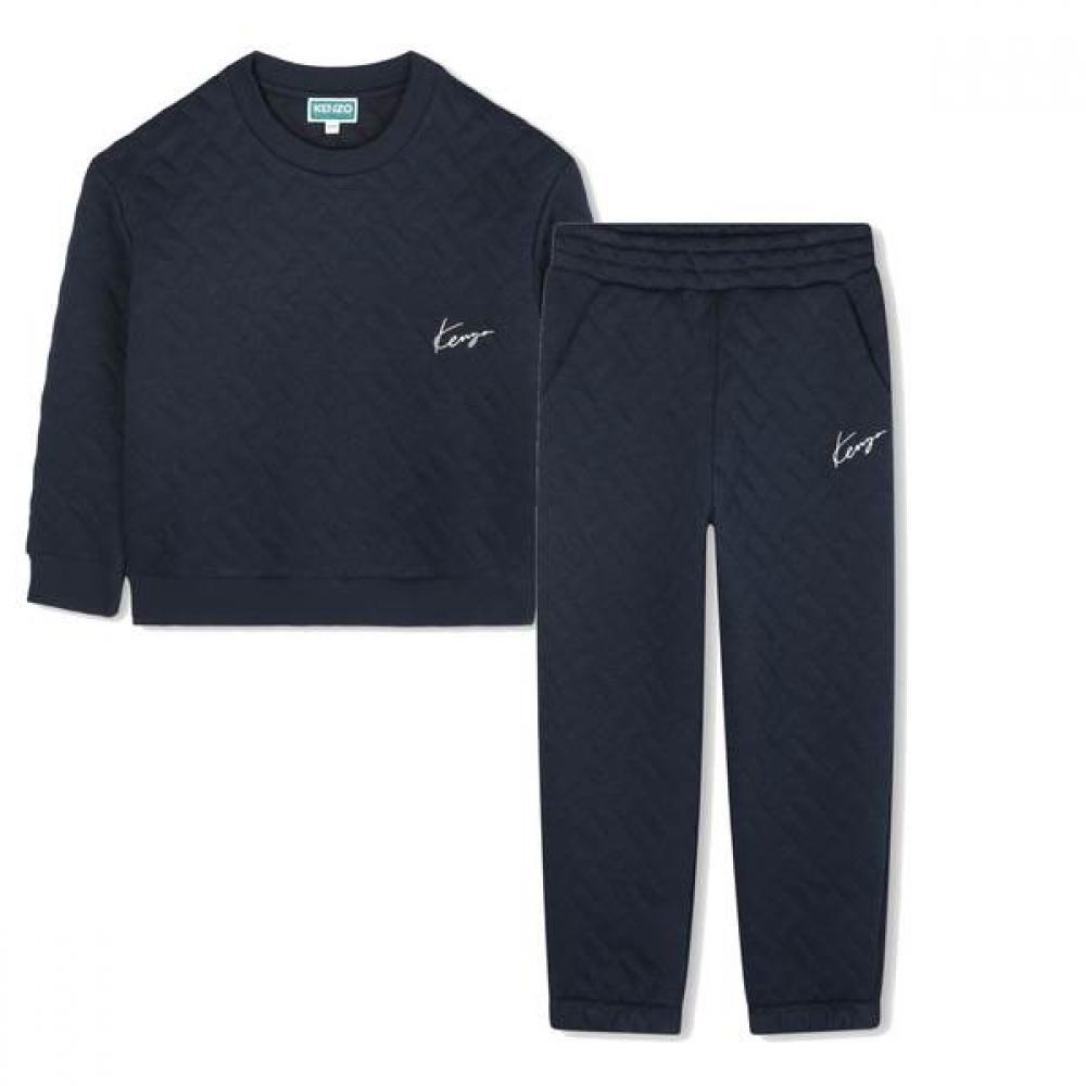 Kenzo Kids Sweatshirt   Jogger Pants Set 25fw Z256afe211 navy/12Age_152CM