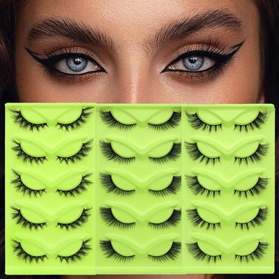 Cat Eye Lashes Natural Eyelashes Winged End Eye Elongated Eyelashes Clear Band Lashes Eyelash Extension Manga Lashes