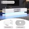TV Media Cabinet, White High-Gloss TV Cabinet with LED Light, 2 Drawers, App Control, Anti-Tilt Design, for 60-Inch TV