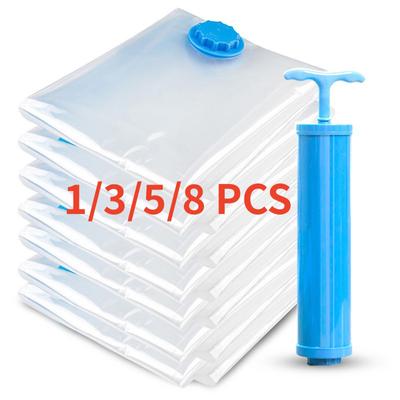 Vacuum Storage Bags With Valve Transparent Folding Compressed Space Storage Bag Travel Seal Packet Organizers For Towel Clothes