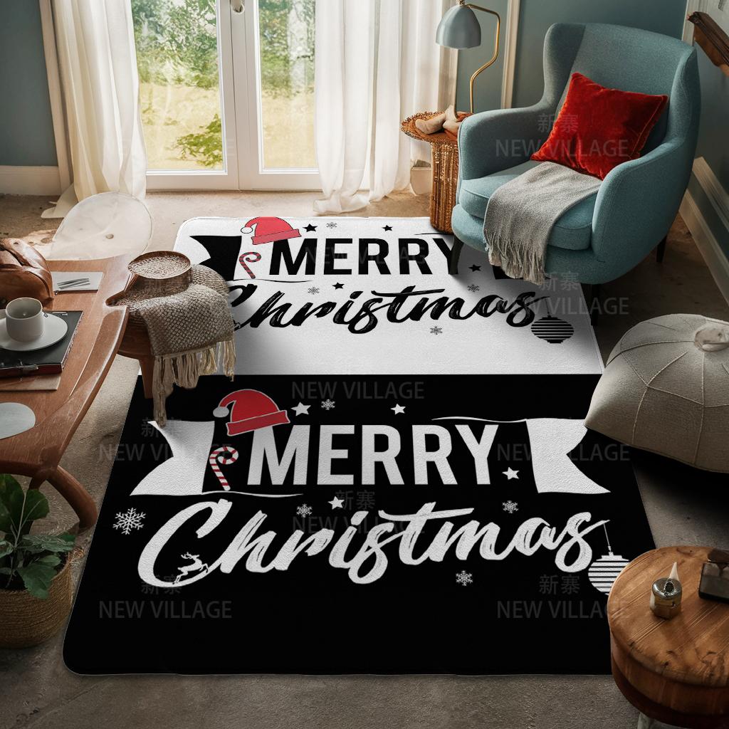 House Entrance Carpet Home Door Mat Living Room Bath Foot Bathroom Non-slip Water Absorption Rugs Bath Merry Christmas Winter