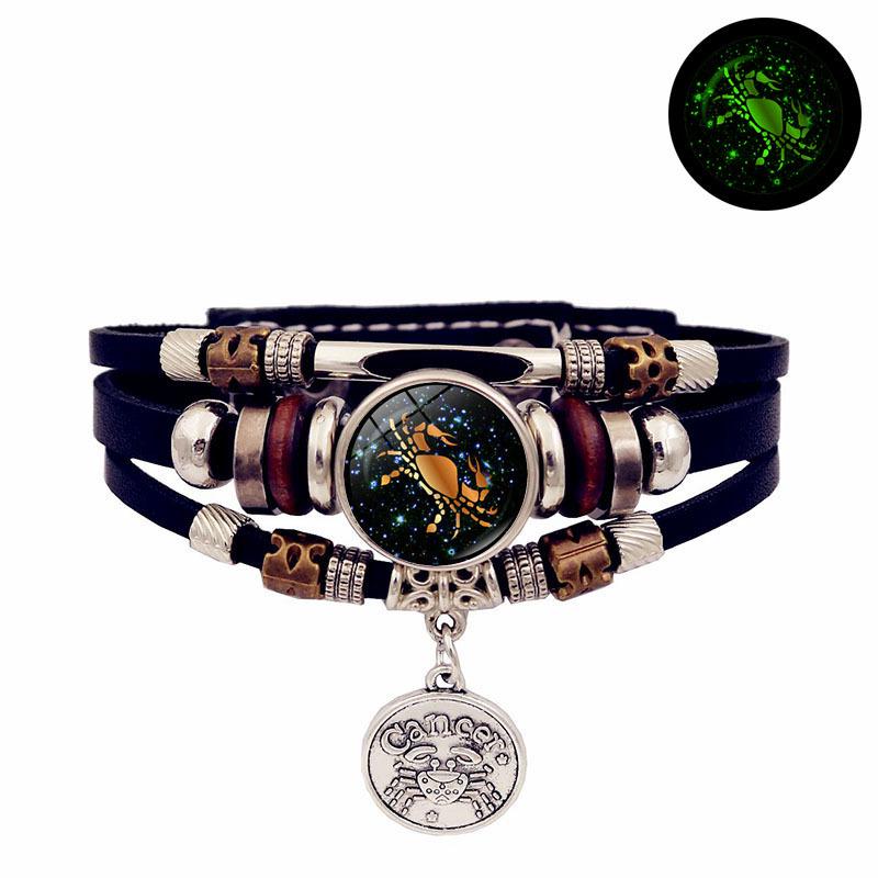 Luminous Constellation Leather Bracelet: Handmade Multilayer Beaded Jewelry for Men and Women