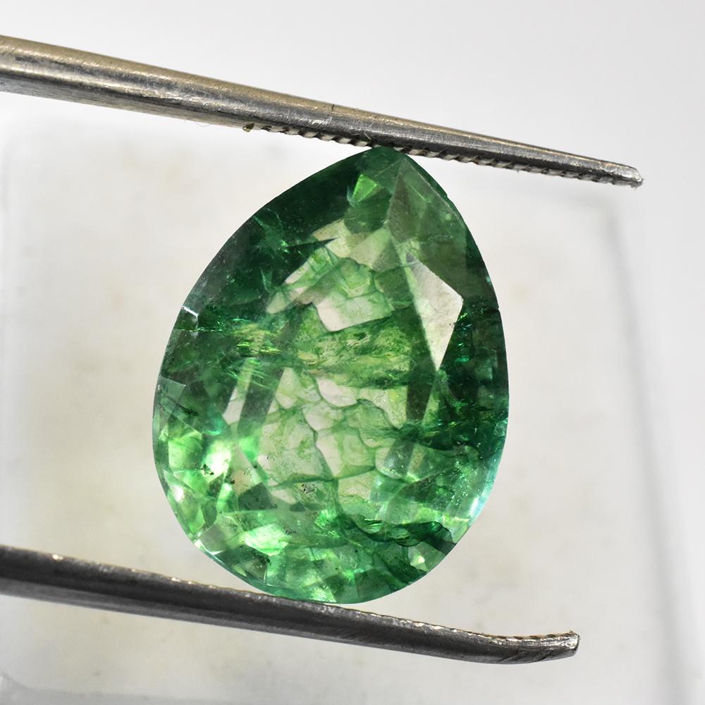 High Quality Loose Gemstone 9.45 CT Natural Green Emerald Certified Pear Shape