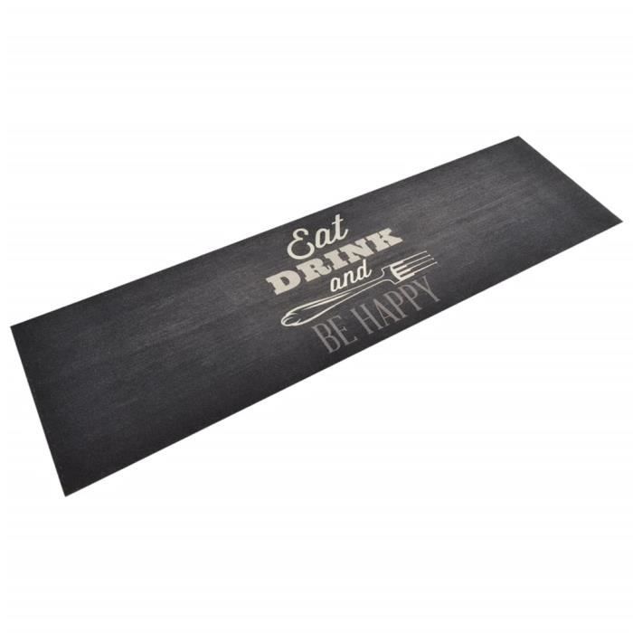 VidaXL Washable Kitchen Rug Kitchen Print Black 45x150 Cm 136558