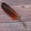 Vintage Feather Fountain Writing Pen Calligraphy Ink Quill Dip Pen with Gift Box(Orange)