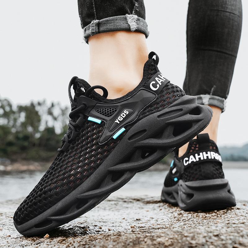2024 Summer New Daily Running Sports Lace-up Trendy Men's Shoes Large Mesh Mesh Breathable Low-top Sports Shoes