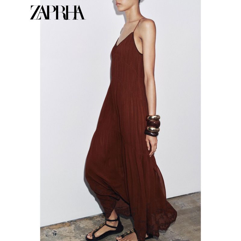 Zaprha 2025 Summer New Retro Embroidery Lace Seaside Vacation Super Nice Dress 6895058