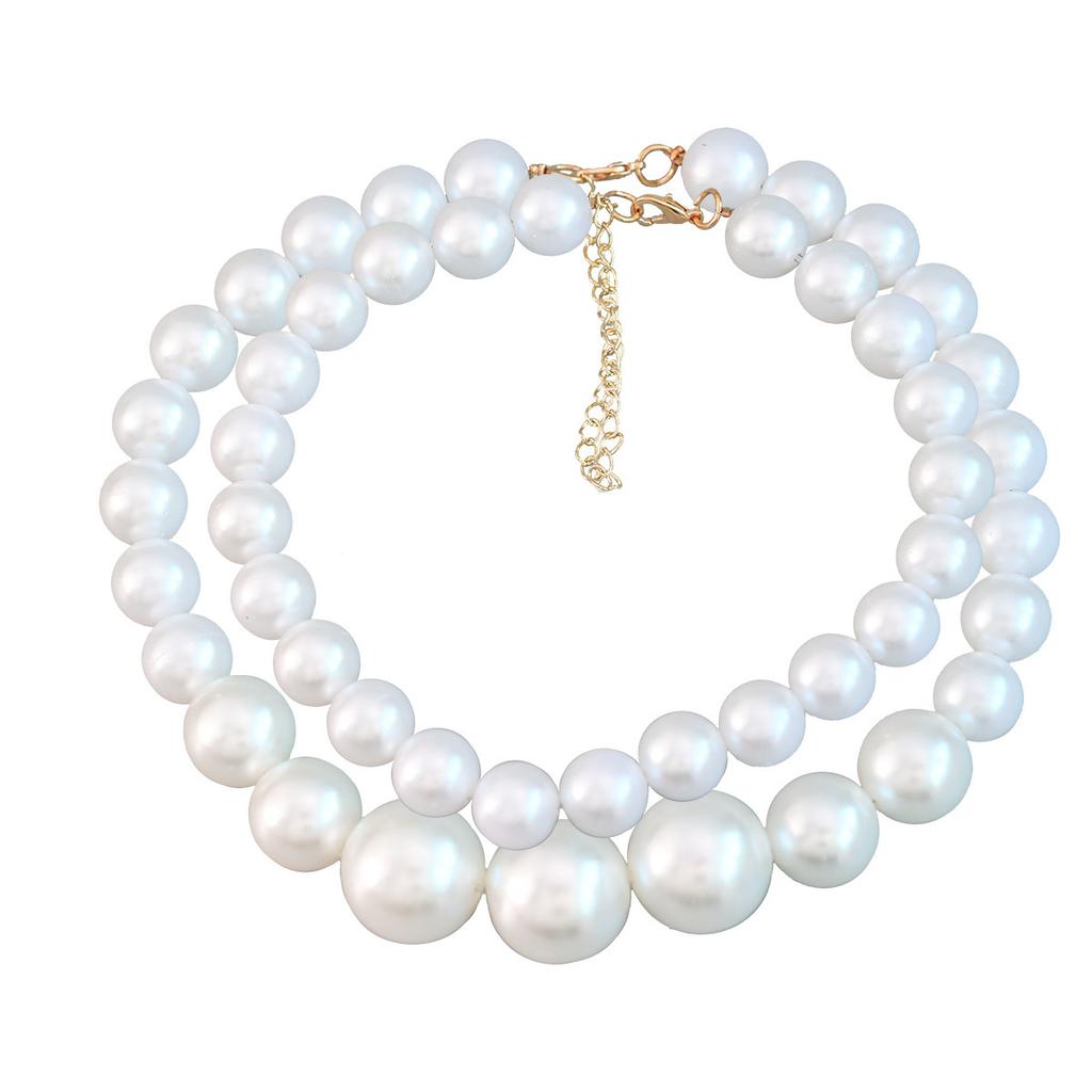 Necklace imitation pearl necklace European and American necklace trend hip-hop accessories set two-piece supply