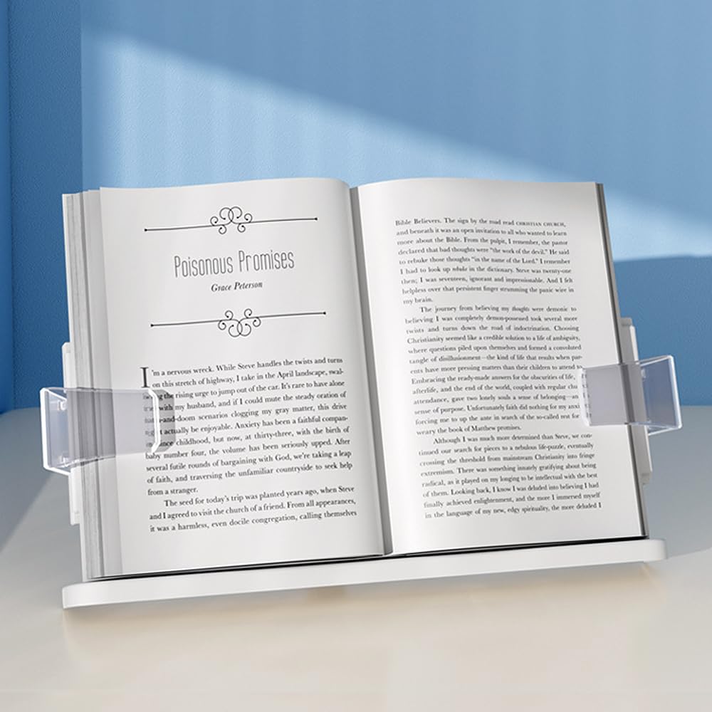 SIYINGSAERY Reading Stand Book Stand 180° Angle Adjustment Reading Stand with Extendable Transparent Bookmark (A4/A6 Compatible) Excellent Stability E