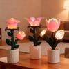 1PC LED Simulation Flower Night Light, DIY Rose Tulip Freesia Romantic Vase Dining Table Cabinet Countertop Mini Ornament