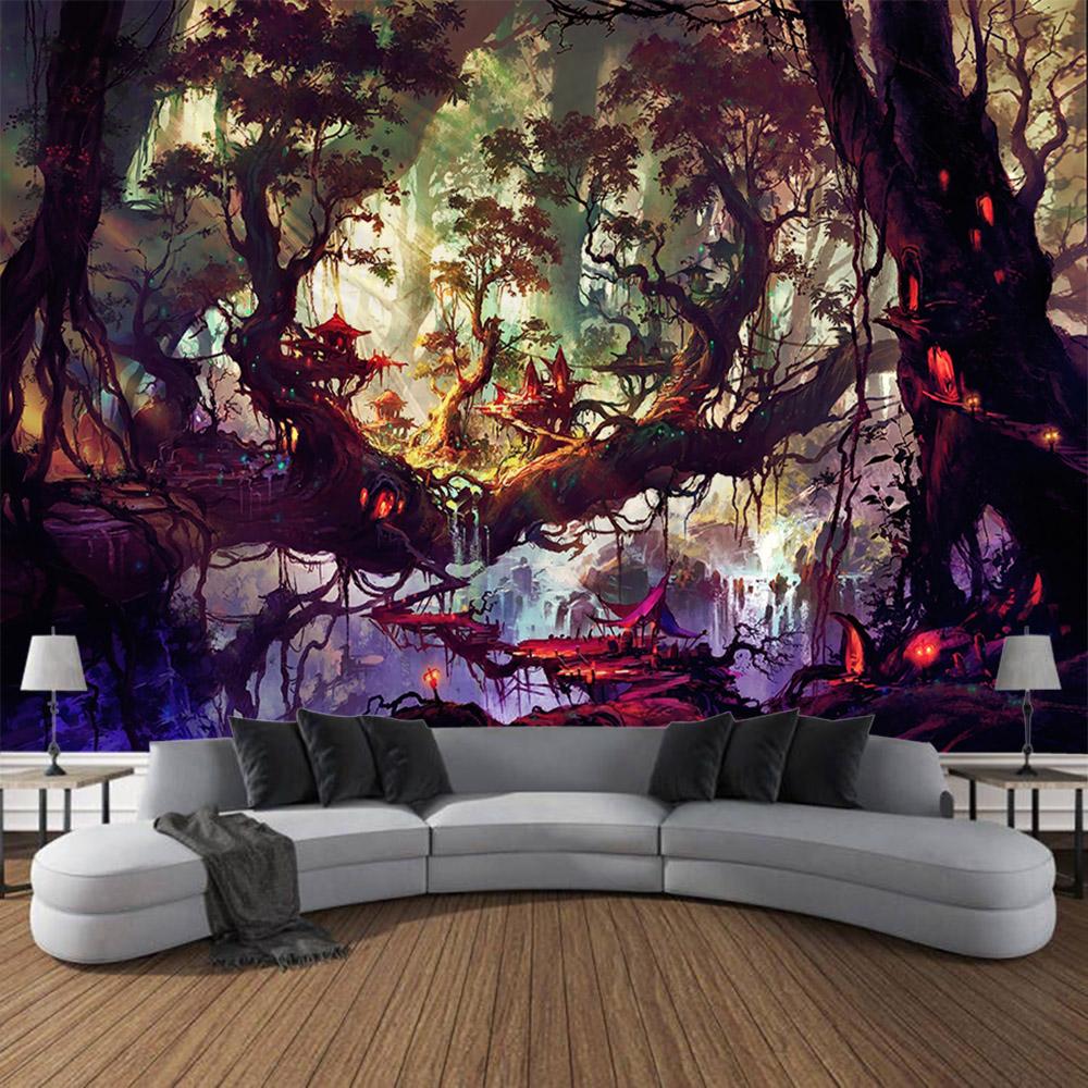 Tapestry Fairy Tale Forest Wall Hanging Fantasy Landscape Home Wall Decoration Blanket Kawaii Room Art Background Fabric