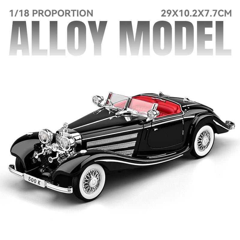 1/18 Mercedes-Benz 500K 1936 Alloy Die Cast Toy Car Model Sound and Light Children's Toy Collectibles Birthday gift