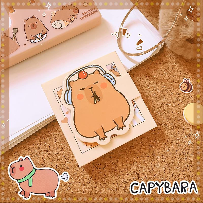 Kawaii Stationary Supplies Office Accessories Index for Books Notepad Capybara Mini Portable Notebooks Memo Pads For School