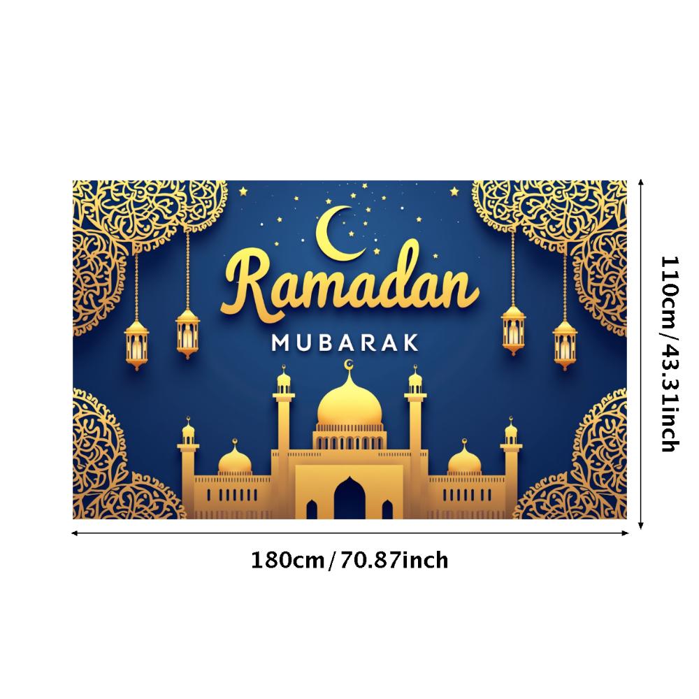 Islamic Decoration Golden Theme Ramadan Decoration Ramadan Mubarak Banner High Quality Eid Banner For Muslim Cultural Event