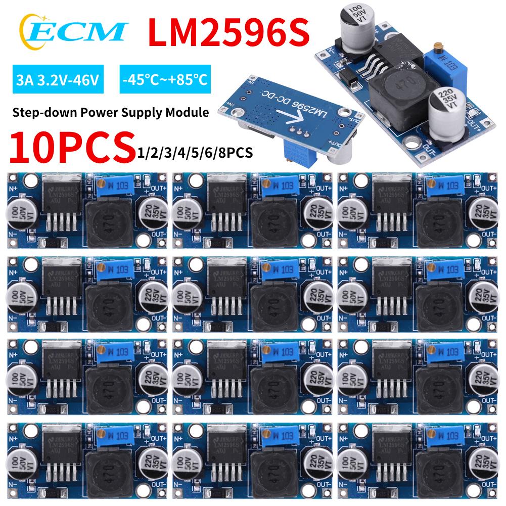 2-8PCS LM2596 Step-down Power Supply Module 3A 3.2V-46V DC To DC Voltage Regulator Module Buck Converter Power Supply Modules