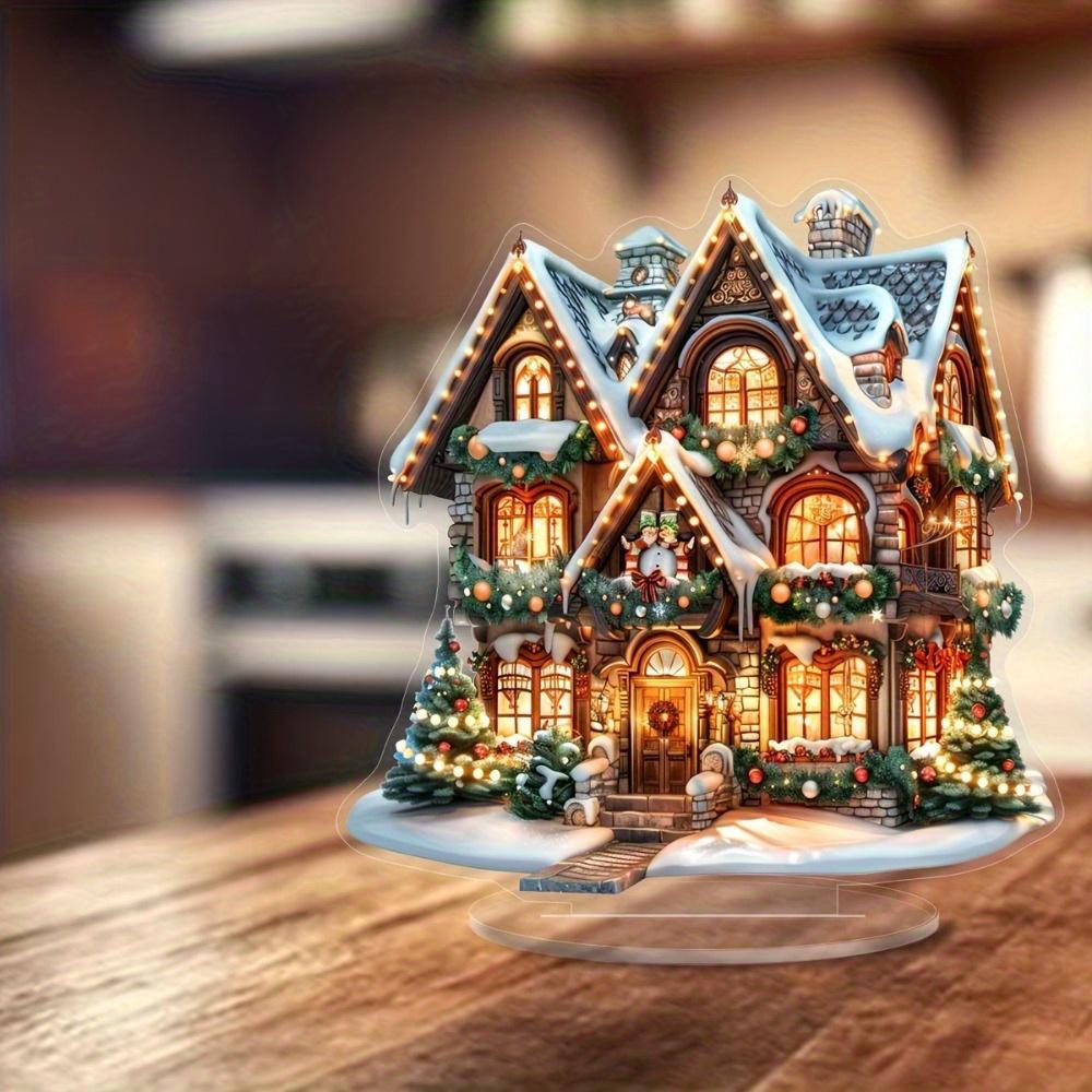 A charming two-dimensional gingerbread house Christmas table ornament: a multi-purpose holiday decoration with a base