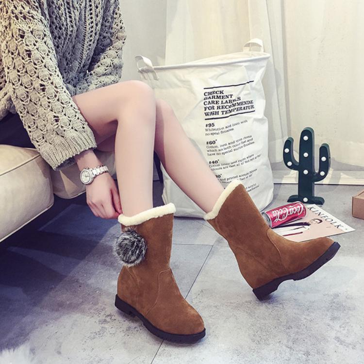 Damenmode Stiefeletten Flache Freizeitschuhe Winter Warme Wildlederschuhe Bequeme Stiefel