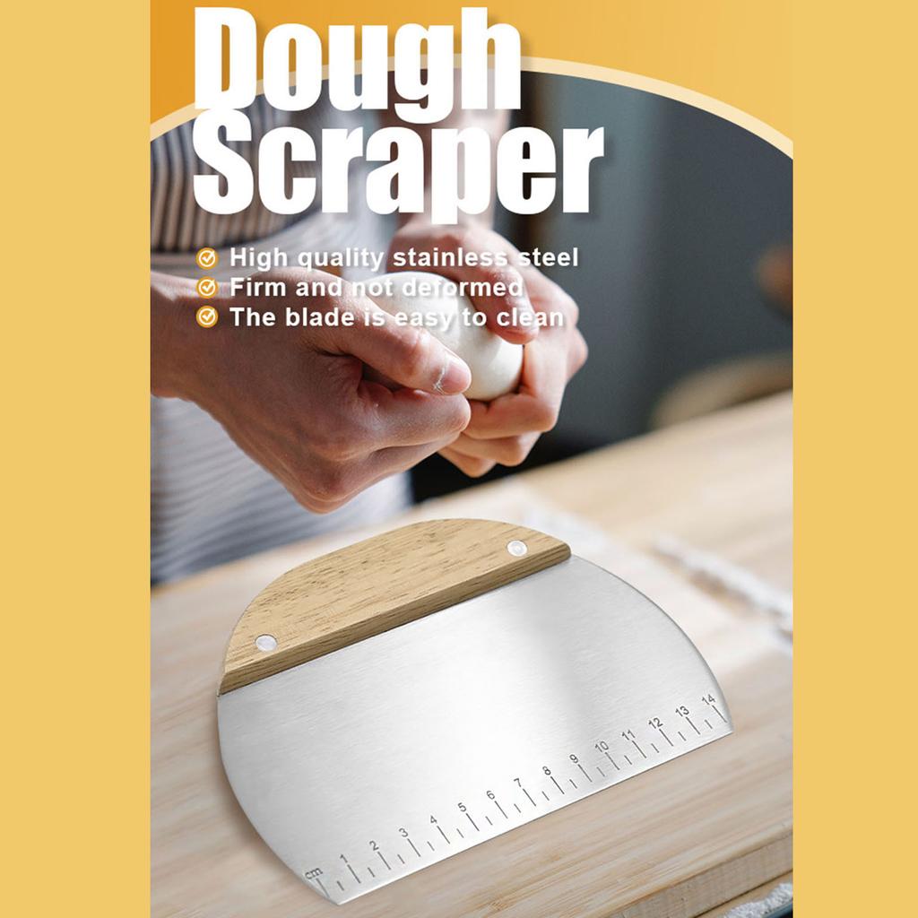 Stainless Steel Flour Dough Scraper Anti-Wear Material with Measuring Scale Design Suitable for Cake Pizza Bread