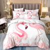 Flower Flamingo Bedding Set For Girl,Flamingos Full Bed Set,2 People Comforter Cover,Pink And Black Pdouble Bed Cover,Microfiber