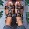 Ladies' Casual and Fashionable Metal Buckle Decoration, Classic and Comfortable Flat Bottomed Lightweight Beach Slippers