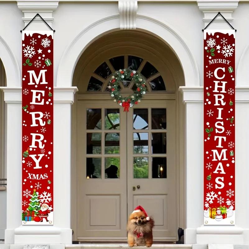 Ein Paar Weihnachtsbanner für die Feiertage: Geeignet für Heim-, Party- oder Gartendekoration - 180cm/70,8 Zoll X 30cm/11,8 Zoll
