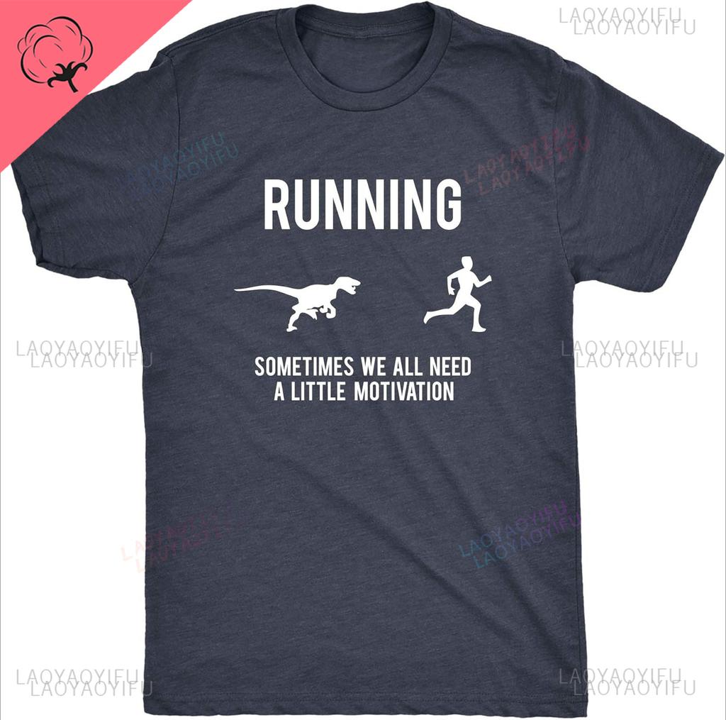 Mens Running Motivation Raptor Chase Aesthetic Shortsleev Cotton TShirt Funny Dinosaur Harajuku Oneck Nerdy Unique Graphic Tee