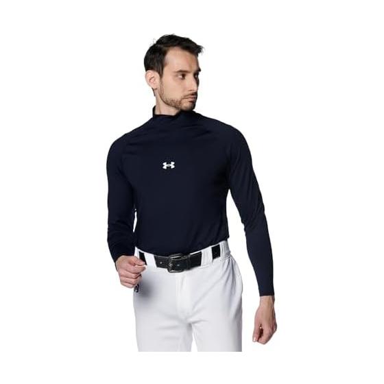 Under Armor Baseball Baselayer UA Heat Gear Comfort Fitted Long Sleeve Mock Neck Shirt Men s