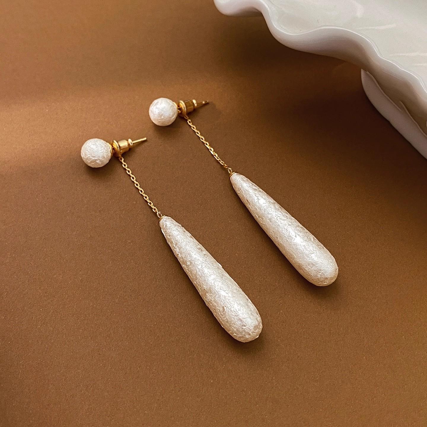 Retro Cotton Pearl Tassel Earrings - High-End, Versatile Two-Way Studs